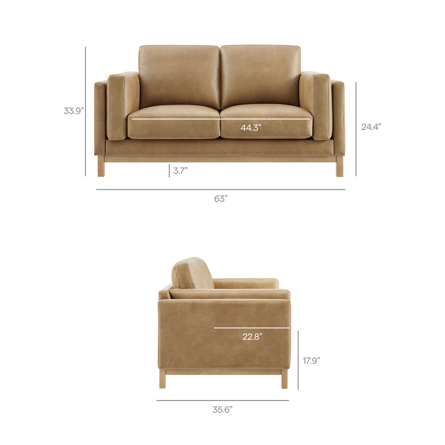 Fern 63 inch Vegan Leather Loveseat in Toast