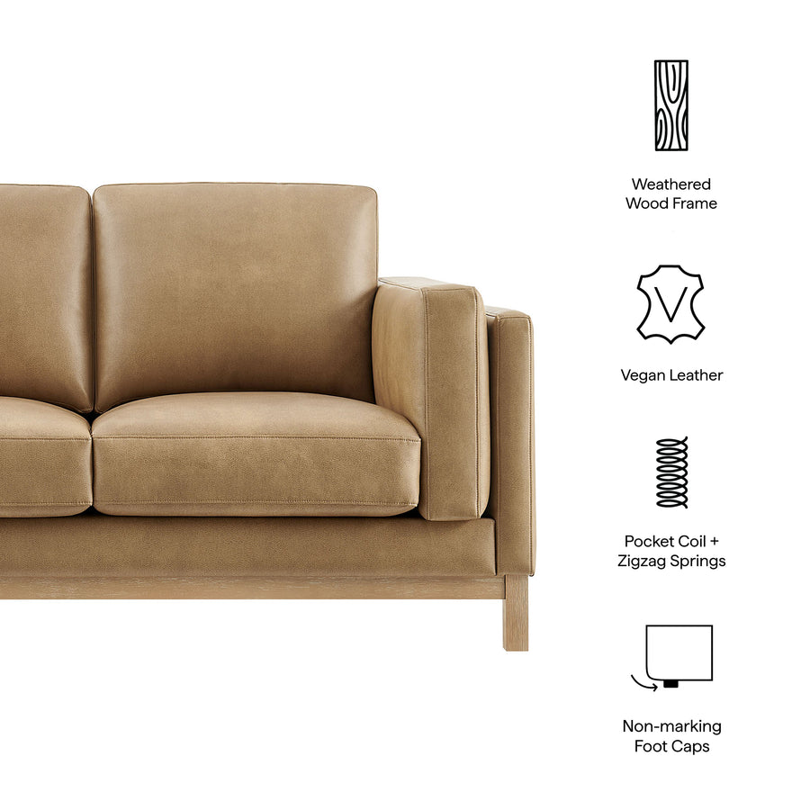 Fern 63 inch Vegan Leather Loveseat in Toast