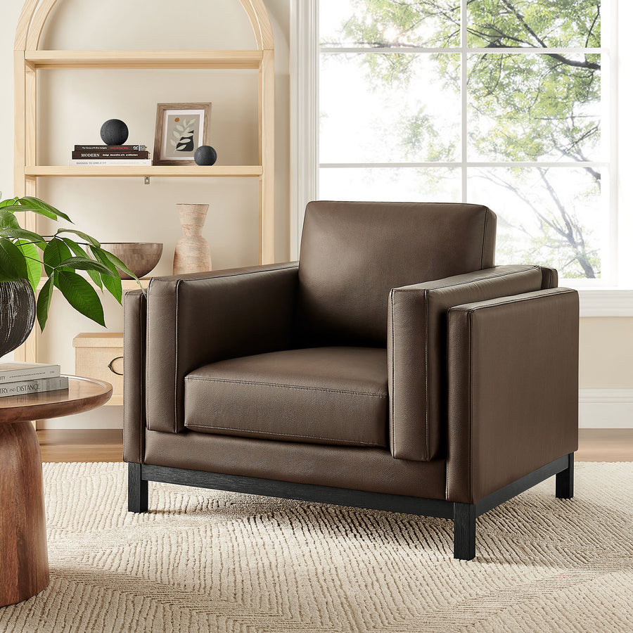 Fern Vegan Leather Armchair in Espresso