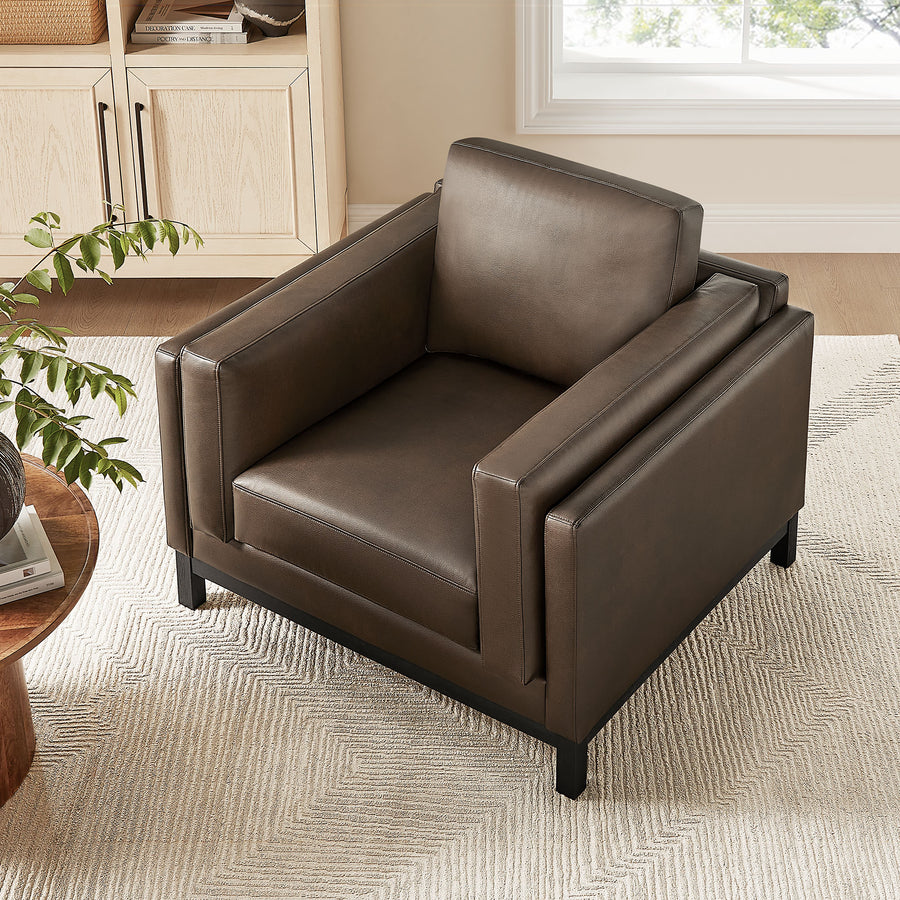 Fern Vegan Leather Armchair in Espresso
