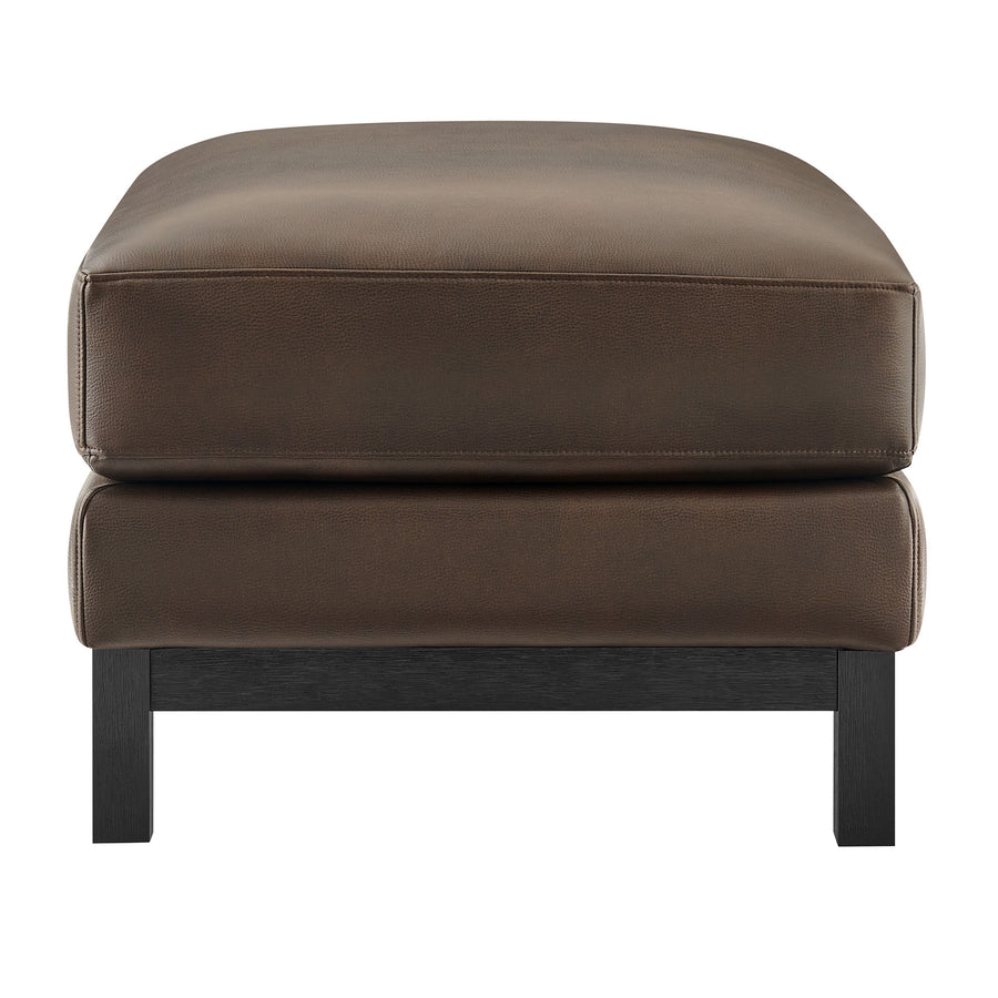 Fern Vegan Leather Ottoman in Espresso