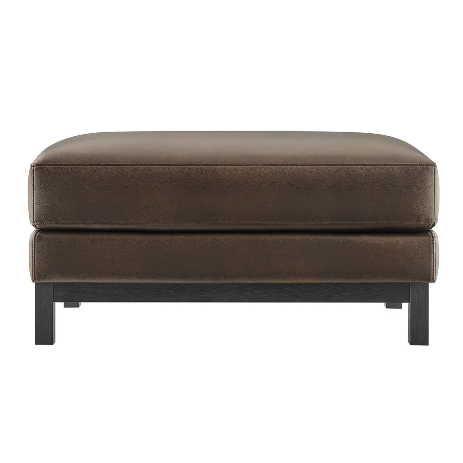 Fern Vegan Leather Ottoman in Espresso