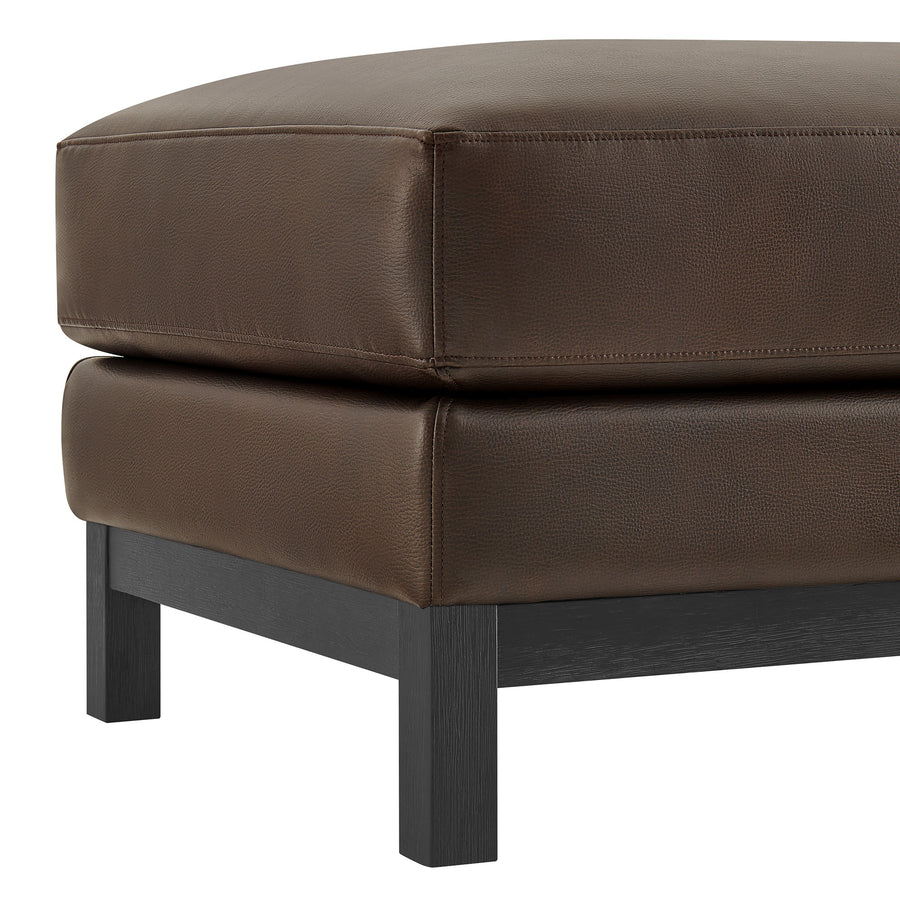 Fern Vegan Leather Ottoman in Espresso