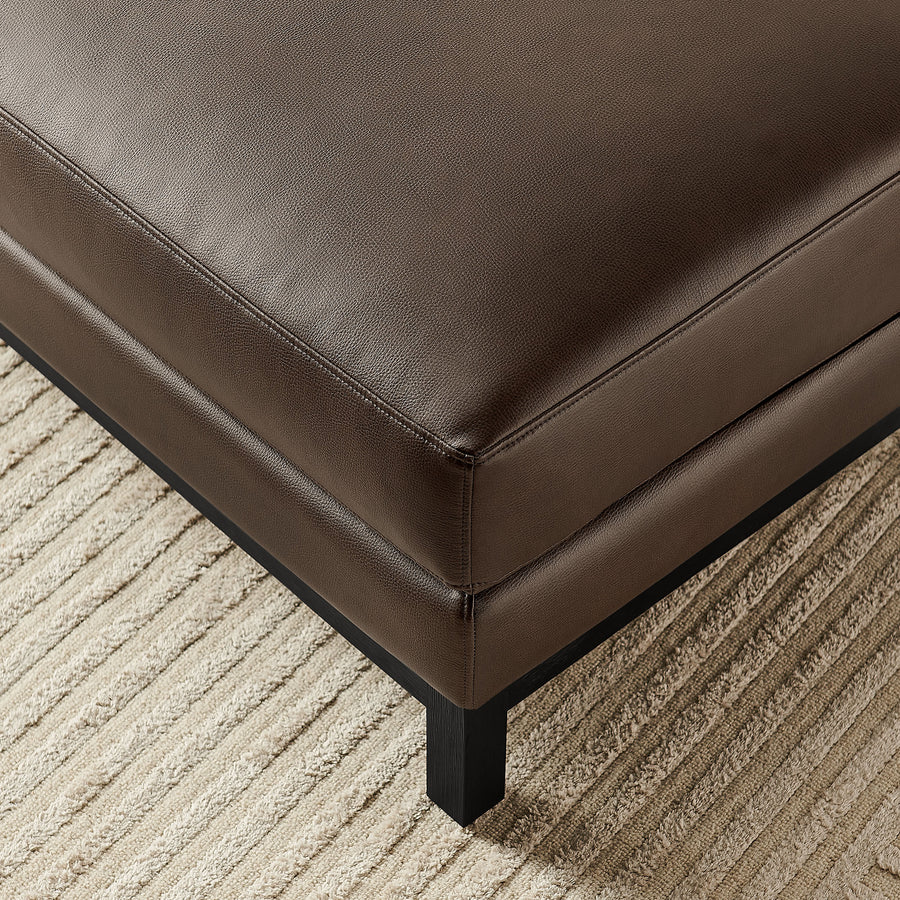 Fern Vegan Leather Ottoman in Espresso