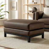 Fern Vegan Leather Ottoman in Espresso