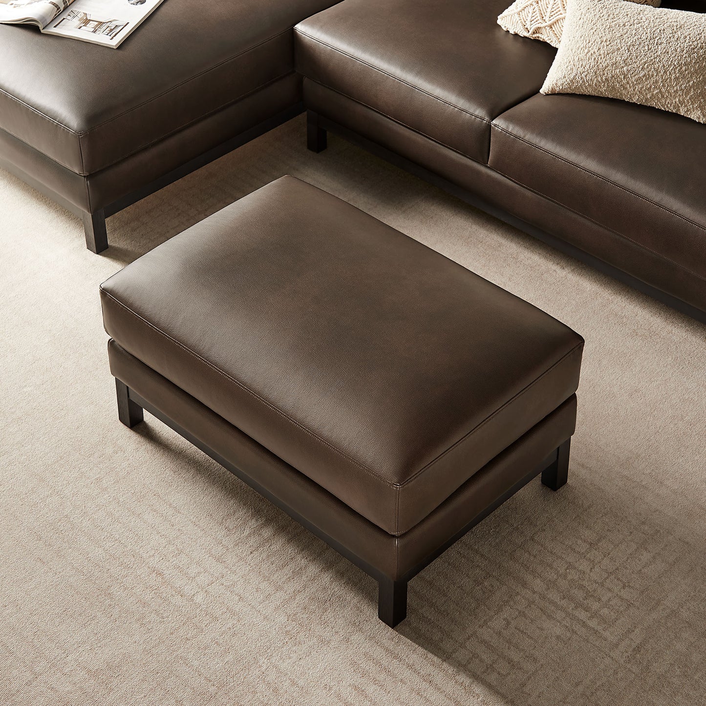 Roscoe Vegan Leather Ottoman by Furniture for America