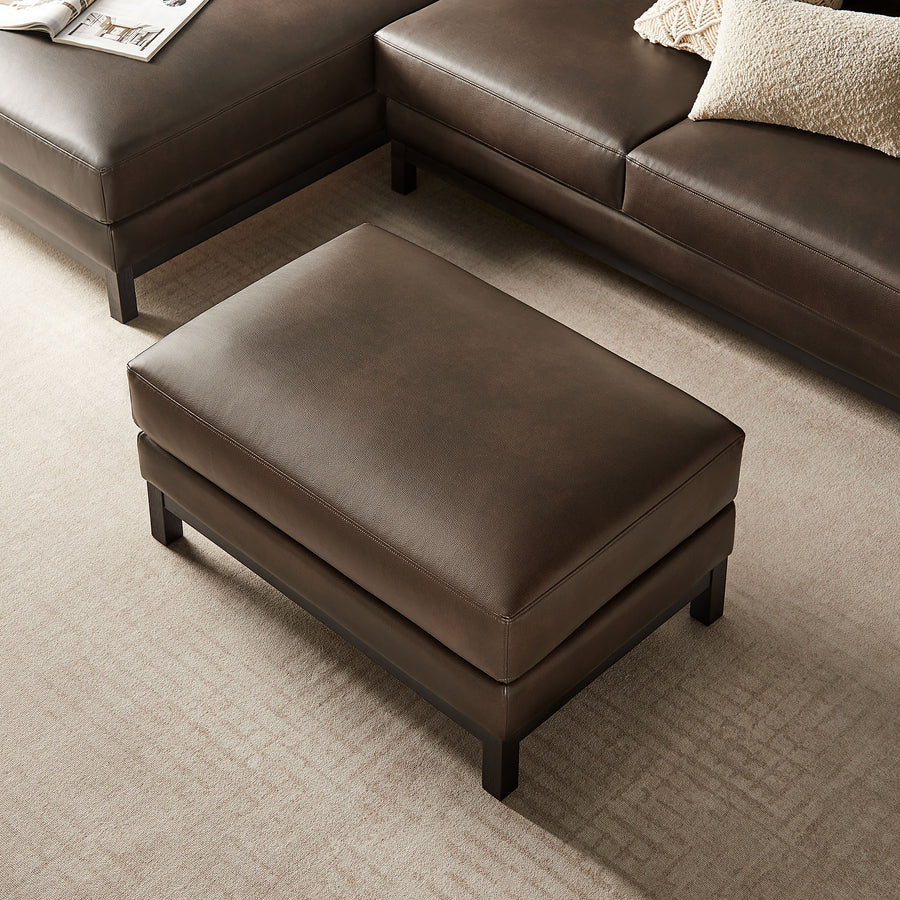 Fern Vegan Leather Ottoman in Espresso