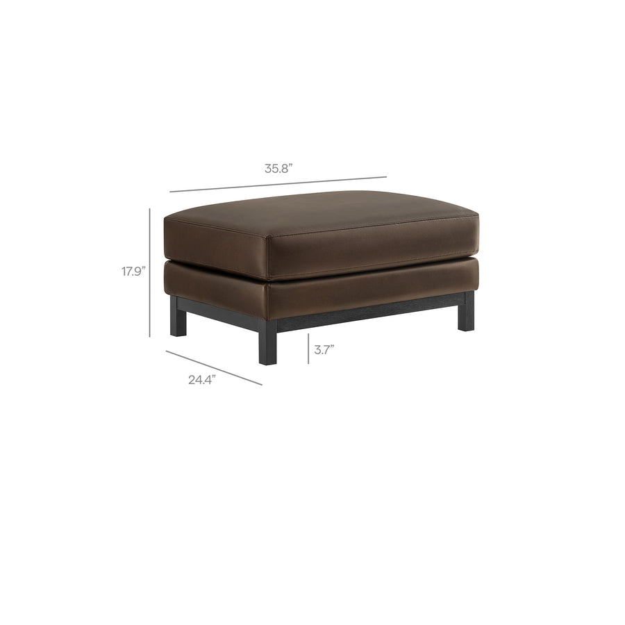 Fern Vegan Leather Ottoman in Espresso