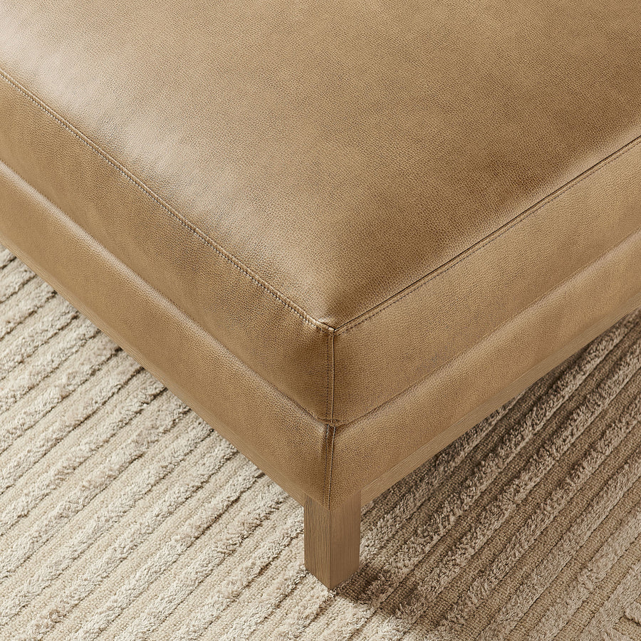 Fern Vegan Leather Ottoman in Toast