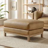 Fern Vegan Leather Ottoman in Toast