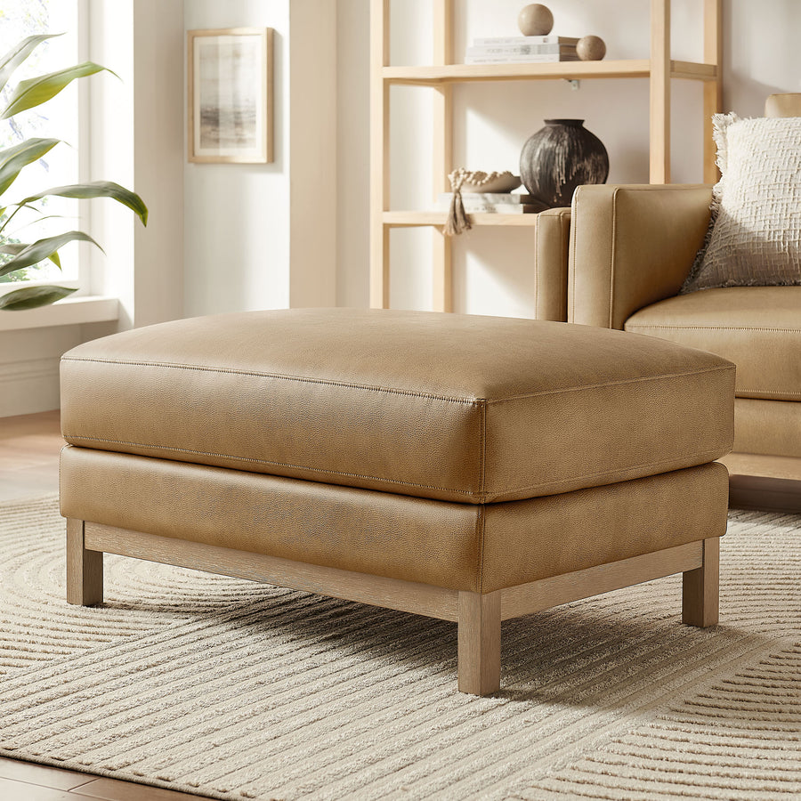Fern Vegan Leather Ottoman in Toast