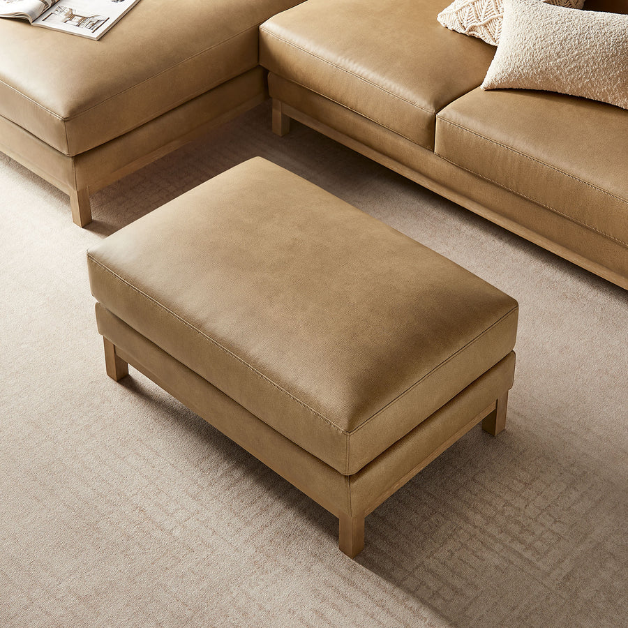 Fern Vegan Leather Ottoman in Toast