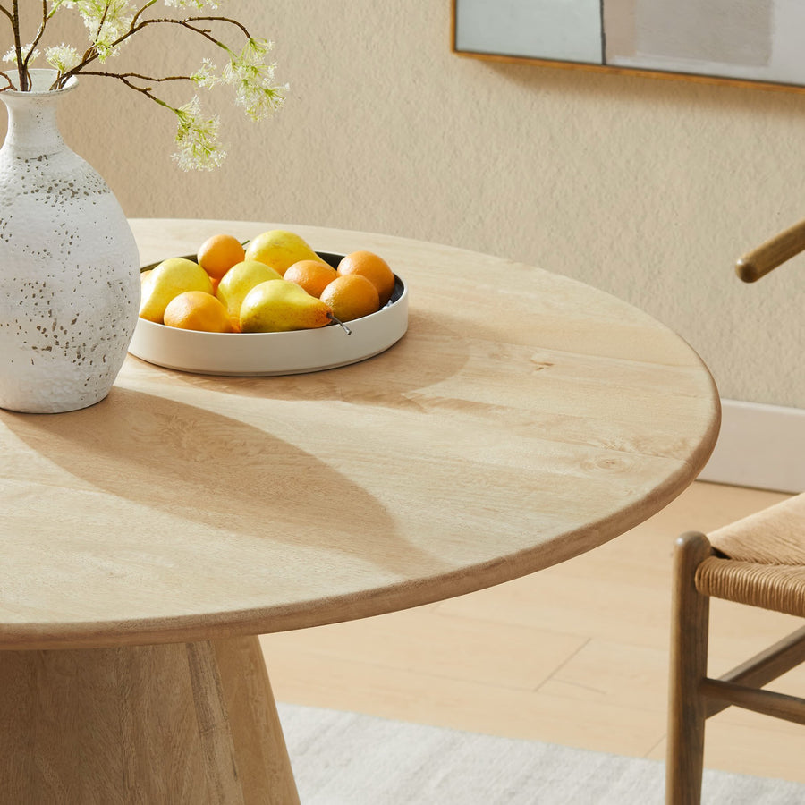 Portmagee 47" Round Wood Dining Table in Natural