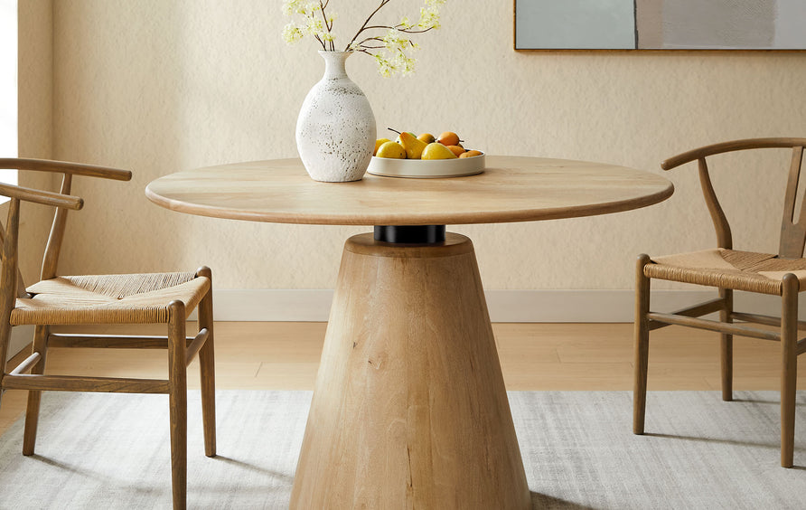 Portmagee 47" Round Wood Dining Table in Natural
