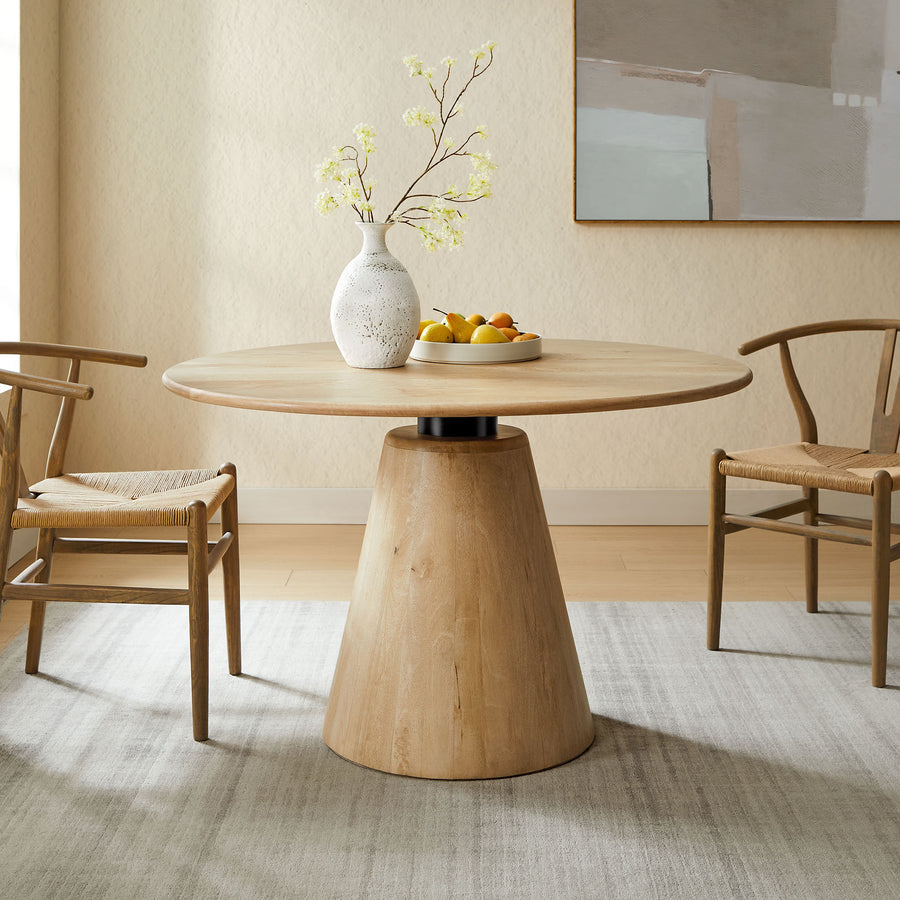 Portmagee 47" Round Wood Dining Table in Natural