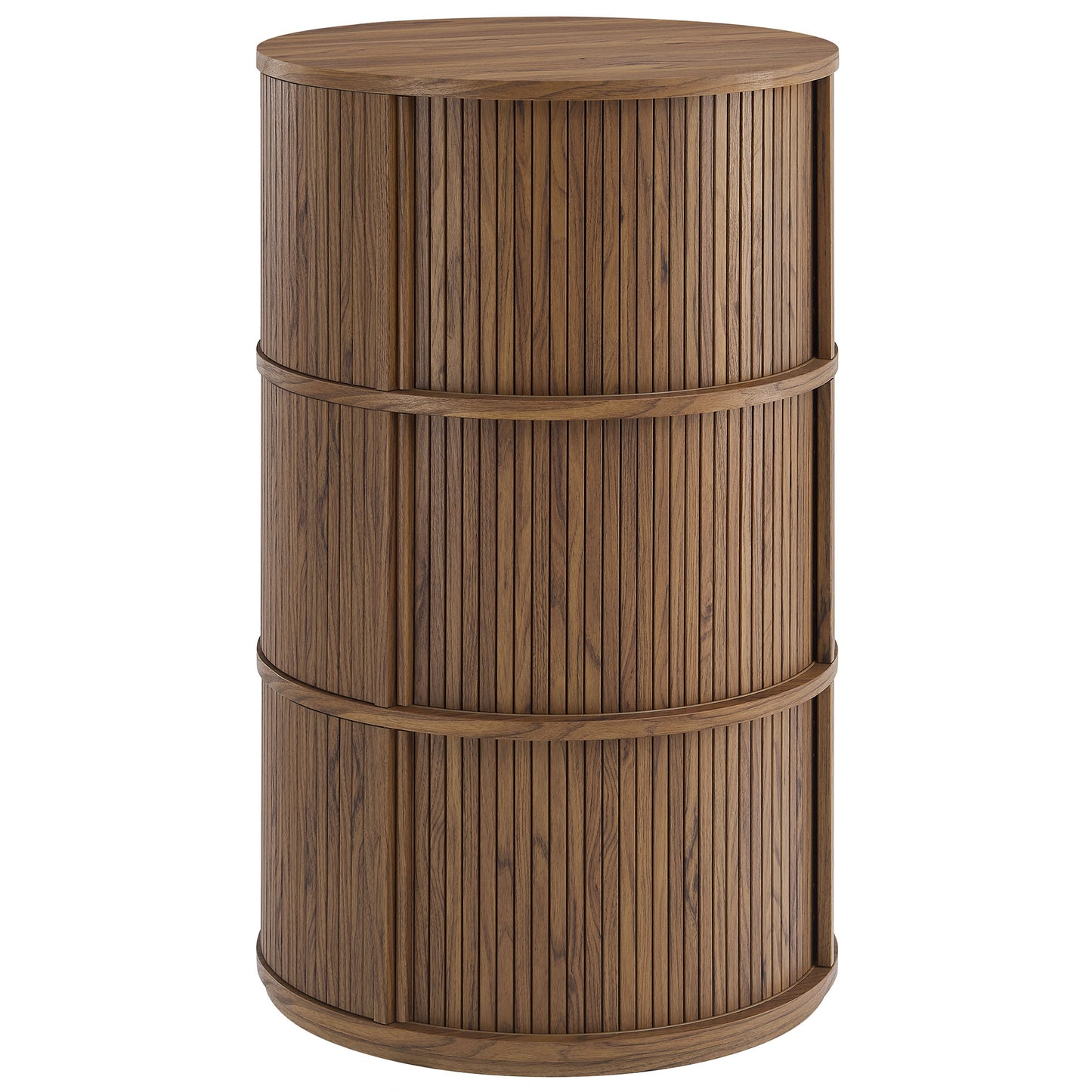 Clement Round Pedestal Stand Storage Table With Sliding Tambour Doors by Furniture For America