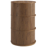 Beatrix Round Pedestal Stand Storage Table With Sliding Tambour Doors in Walnut