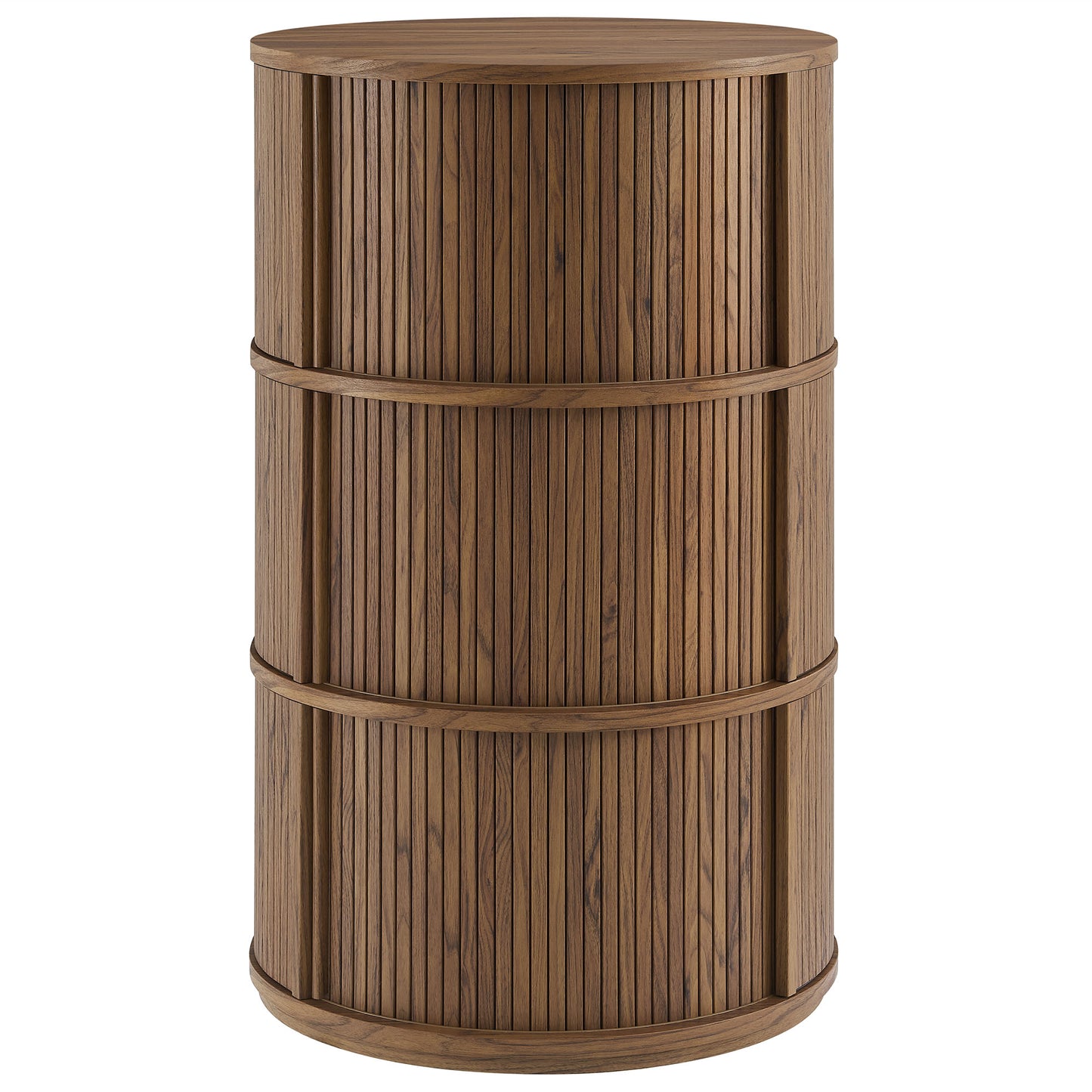 Clement Round Pedestal Stand Storage Table With Sliding Tambour Doors by Furniture For America
