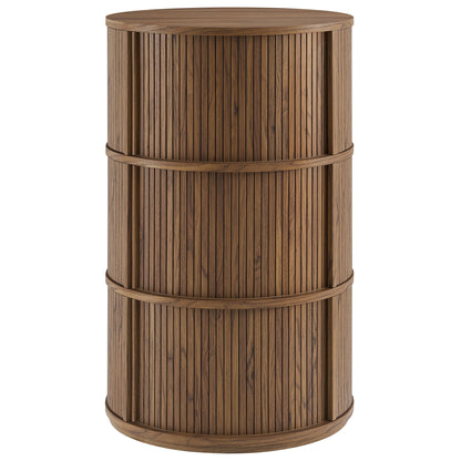 Clement Round Pedestal Stand Storage Table With Sliding Tambour Doors by Furniture For America