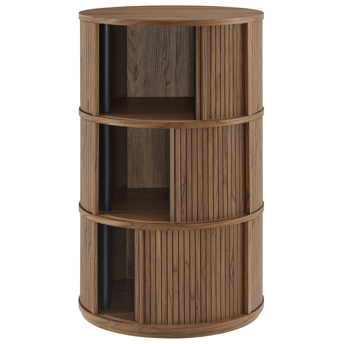 Clement Round Pedestal Stand Storage Table With Sliding Tambour Doors by Furniture For America