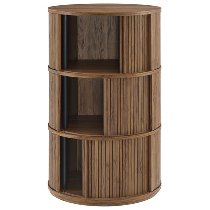Clement Round Pedestal Stand Storage Table With Sliding Tambour Doors by Furniture For America