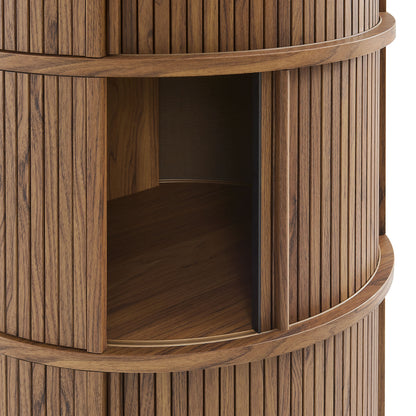 Clement Round Pedestal Stand Storage Table With Sliding Tambour Doors by Furniture For America