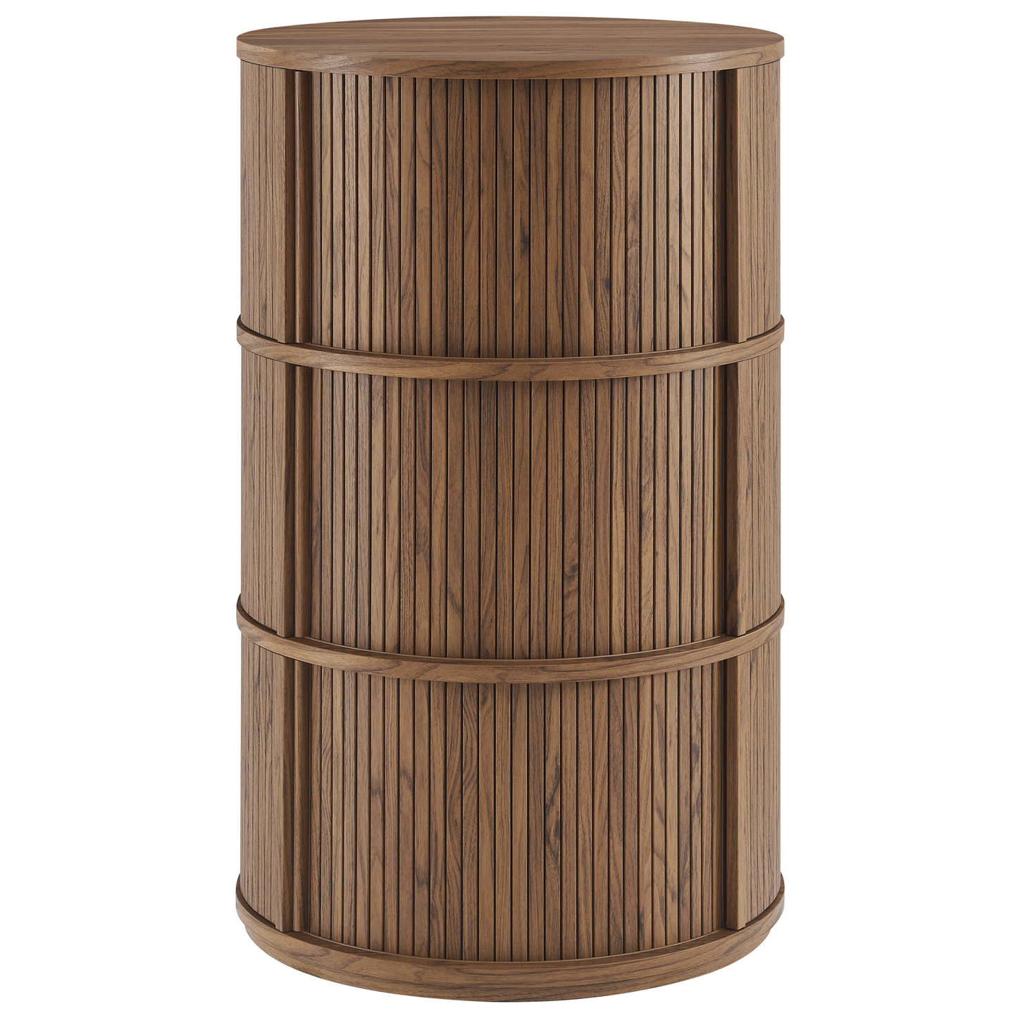 Clement Round Pedestal Stand Storage Table With Sliding Tambour Doors by Furniture For America