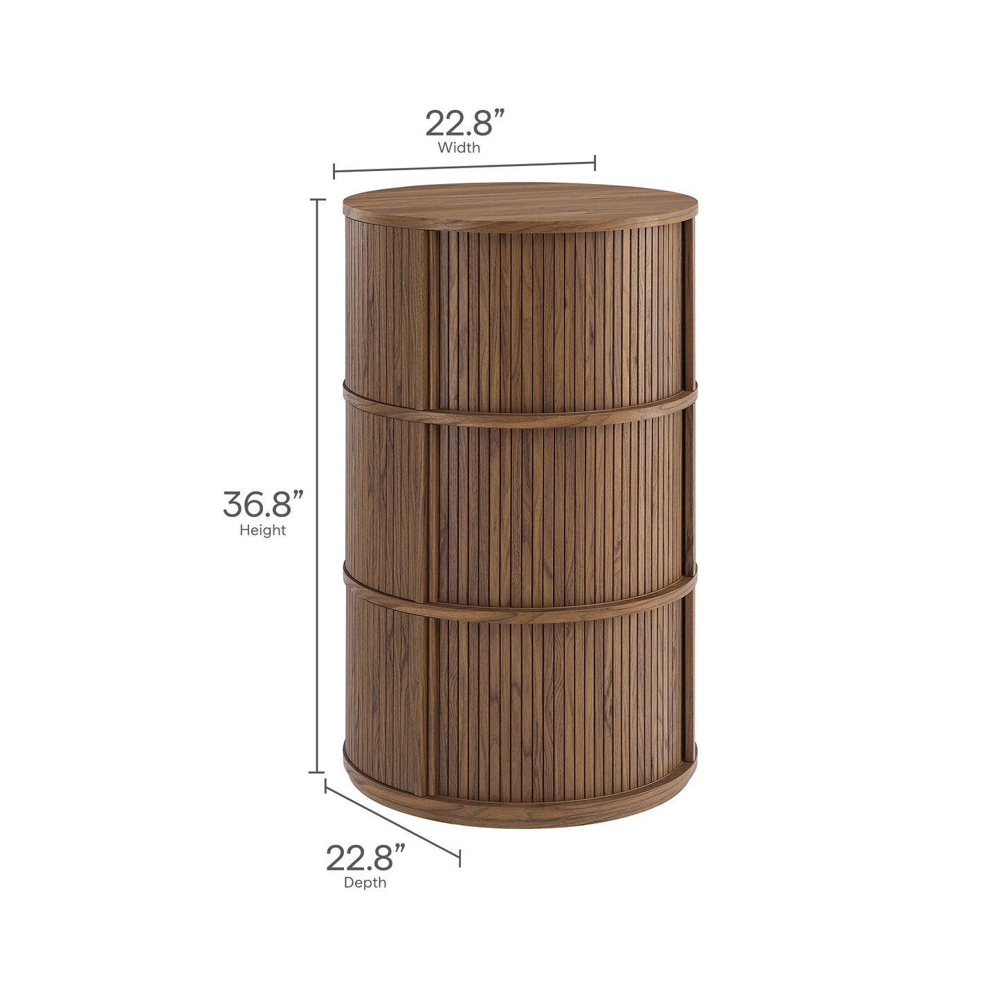 Clement Round Pedestal Stand Storage Table With Sliding Tambour Doors by Furniture For America