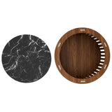 Hollis Round Faux Marble Top Nesting Coffee Table in Walnut Black