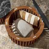 Hollis Round Faux Marble Top Nesting Coffee Table in Walnut Black