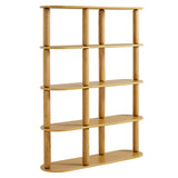 Solano 4-Tier Oval Wood Bookshelf in Oak