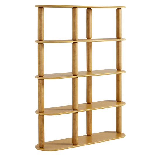 Arcus 4-Tier Oval Wood Bookshelf by Furniture For America