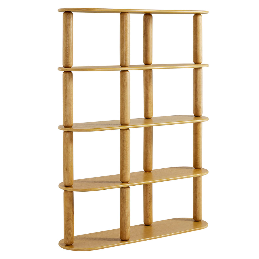 Solano 4-Tier Oval Wood Bookshelf in Oak