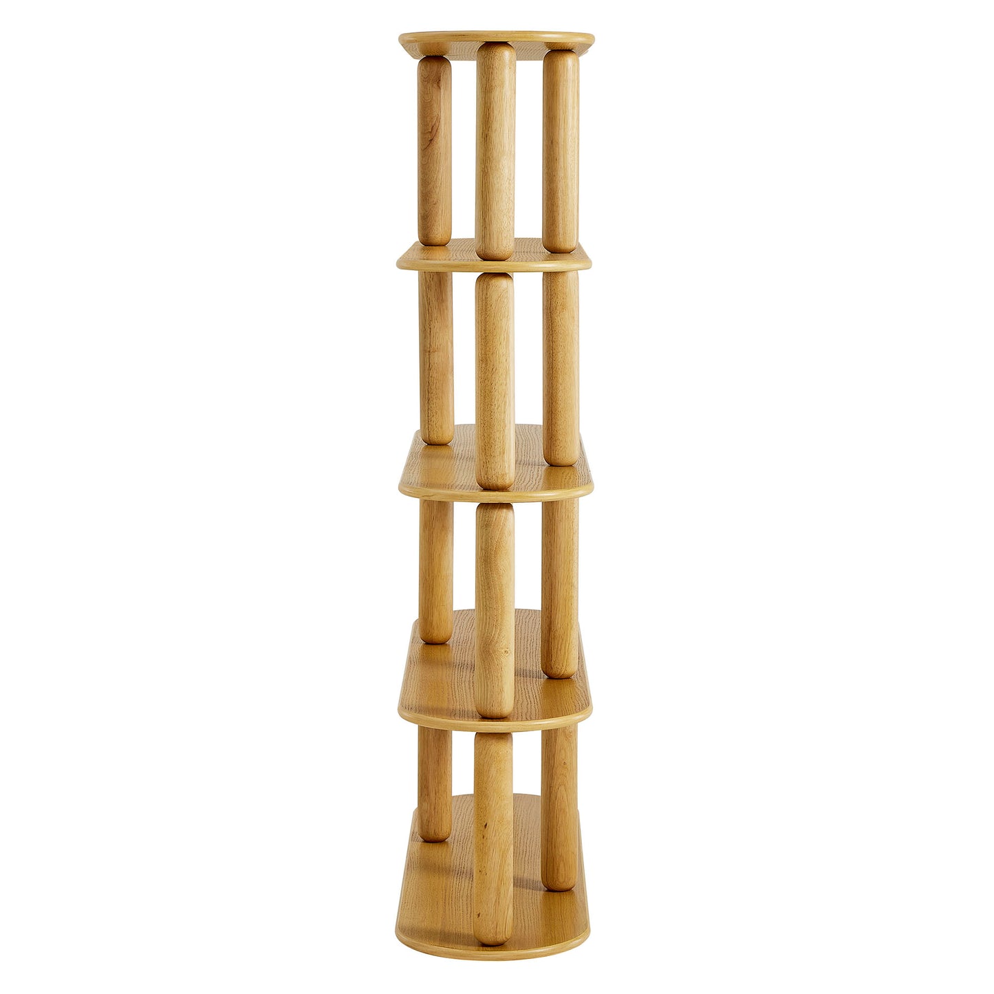 Solano 4-Tier Oval Wood Bookshelf in Oak