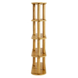 Solano 4-Tier Oval Wood Bookshelf in Oak