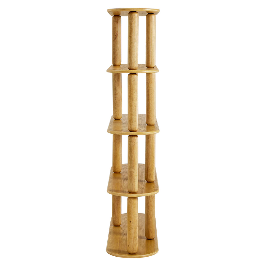 Solano 4-Tier Oval Wood Bookshelf in Oak