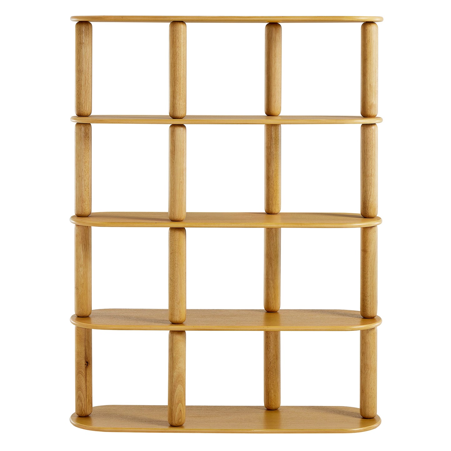 Solano 4-Tier Oval Wood Bookshelf in Oak