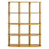 Solano 4-Tier Oval Wood Bookshelf in Oak