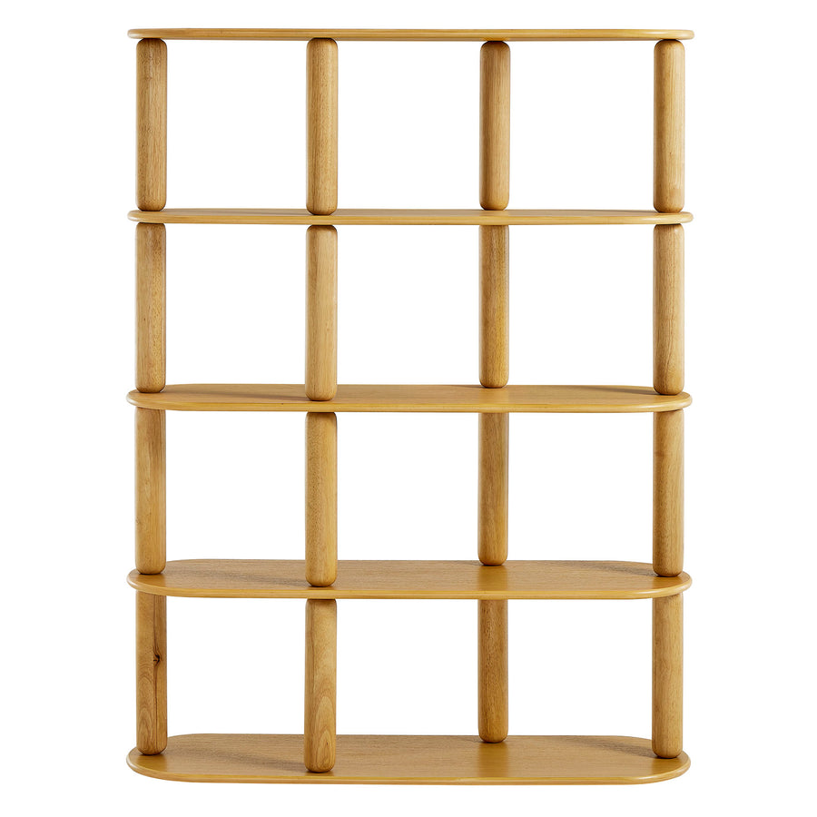 Solano 4-Tier Oval Wood Bookshelf in Oak