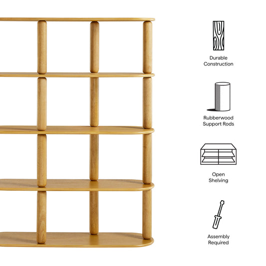 Arcus 4-Tier Oval Wood Bookshelf by Furniture For America
