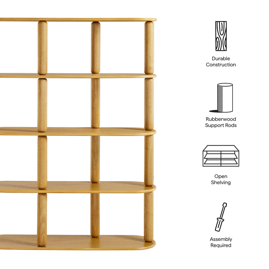 Solano 4-Tier Oval Wood Bookshelf in Oak