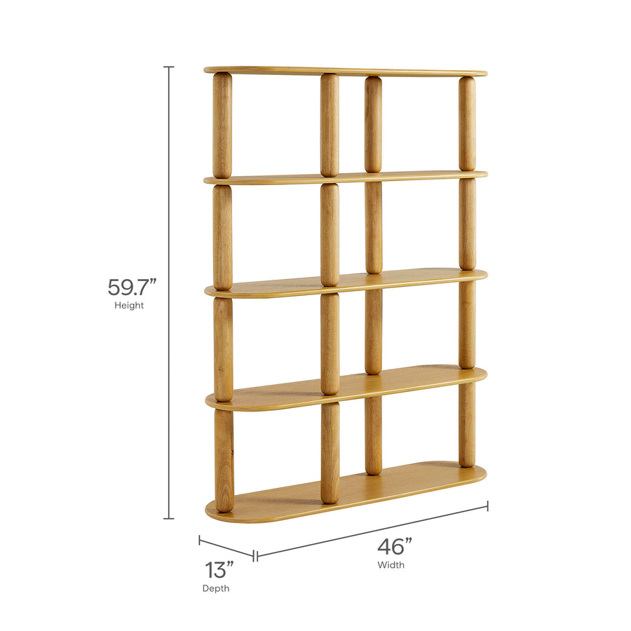 Solano 4-Tier Oval Wood Bookshelf in Oak