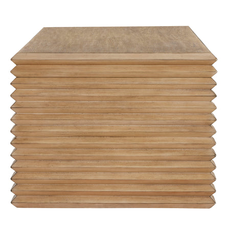 Canto Rectangular Stacked Design Coffee Table in Weathered Oak
