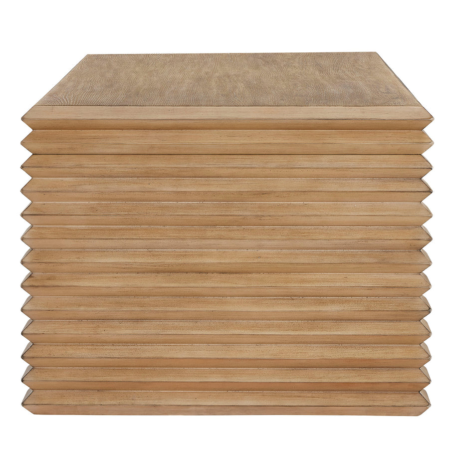 Marlowe Rectangular Stacked Design Coffee Table in Weathered Oak