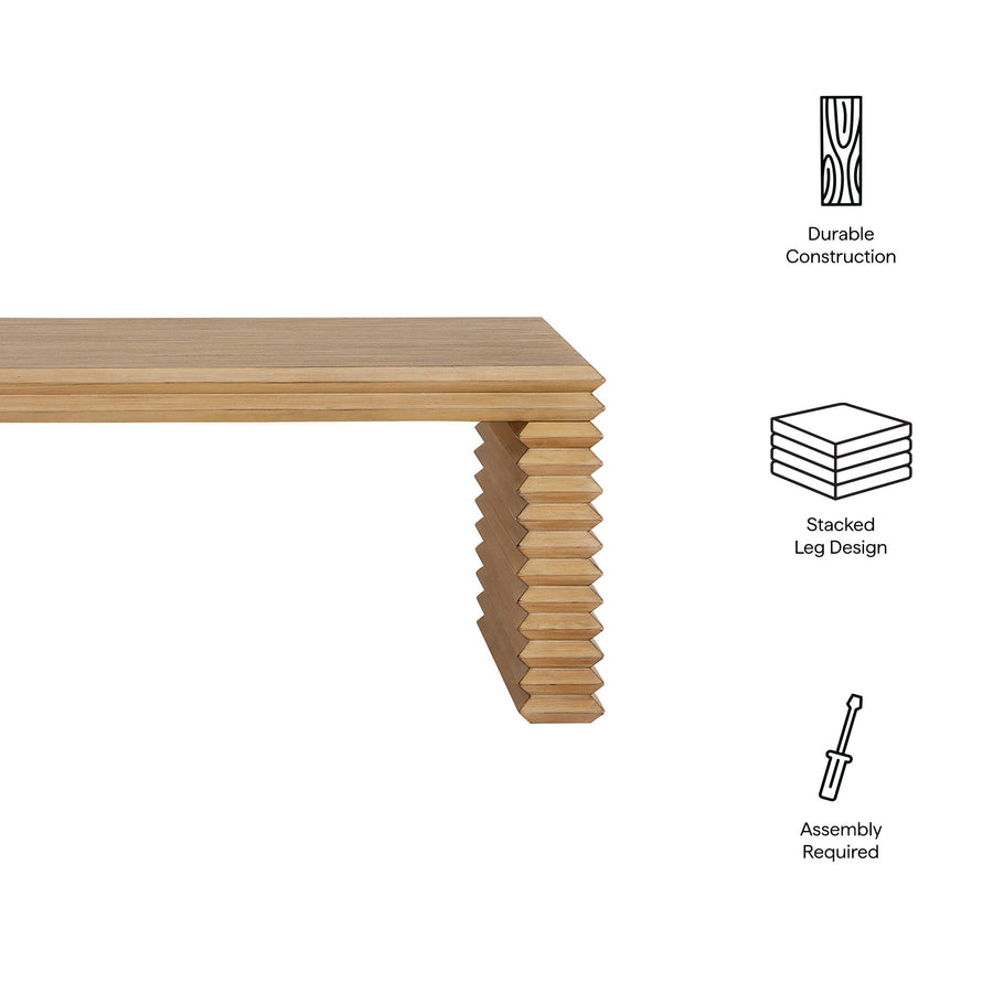 Marlowe Rectangular Stacked Design Coffee Table in Weathered Oak
