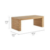 Marlowe Rectangular Stacked Design Coffee Table in Weathered Oak