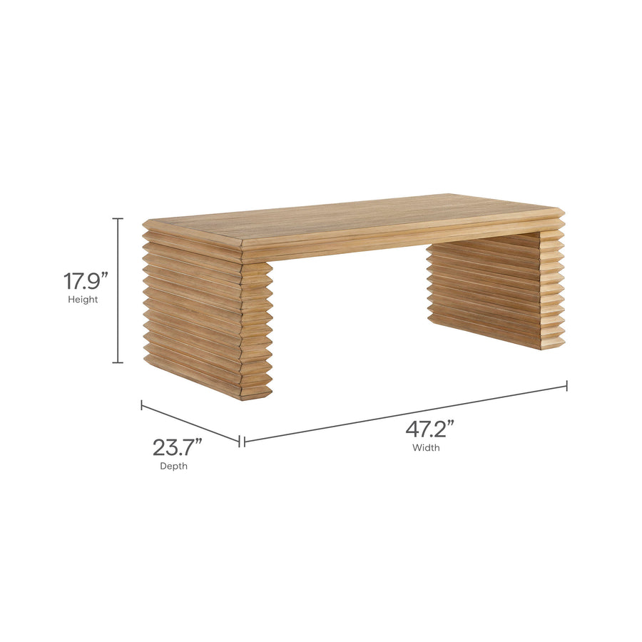 Marlowe Rectangular Stacked Design Coffee Table in Weathered Oak
