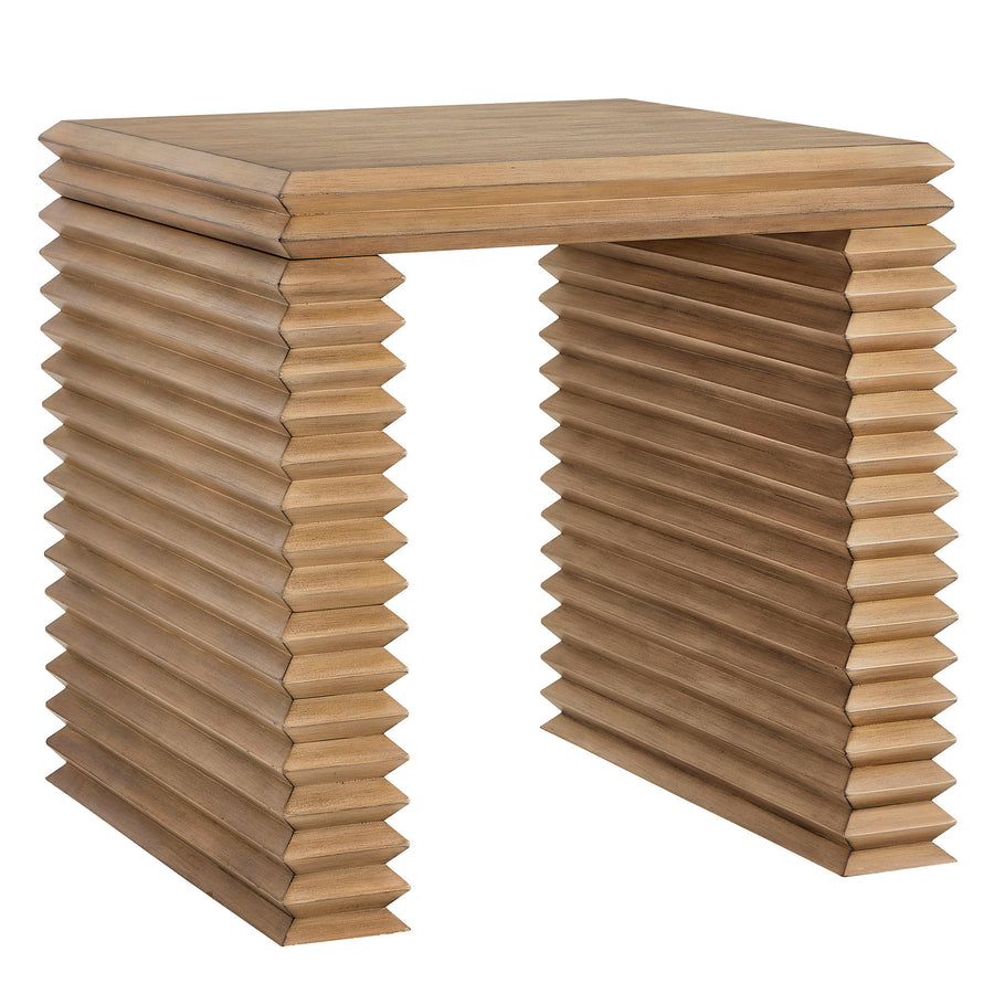 Marlowe Square 24" Stacked Design End Table in Weathered Oak