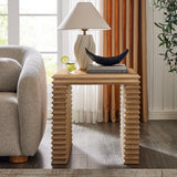 Marlowe Square 24" Stacked Design End Table in Weathered Oak