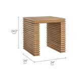 Marlowe Square 24" Stacked Design End Table in Weathered Oak